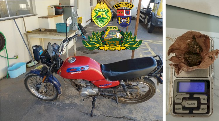 IBAITI : Patrulha Rural  aborda dois com DROGA e moto Irregular.